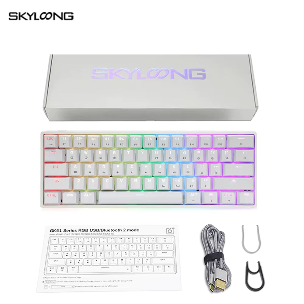 SKYLOONG GK61 Mini Portable 60% Gamer Optical Keyboard Wireless Bluetooth RGB Backlit Gaming Keyboard SK61 for Desktop Ipad