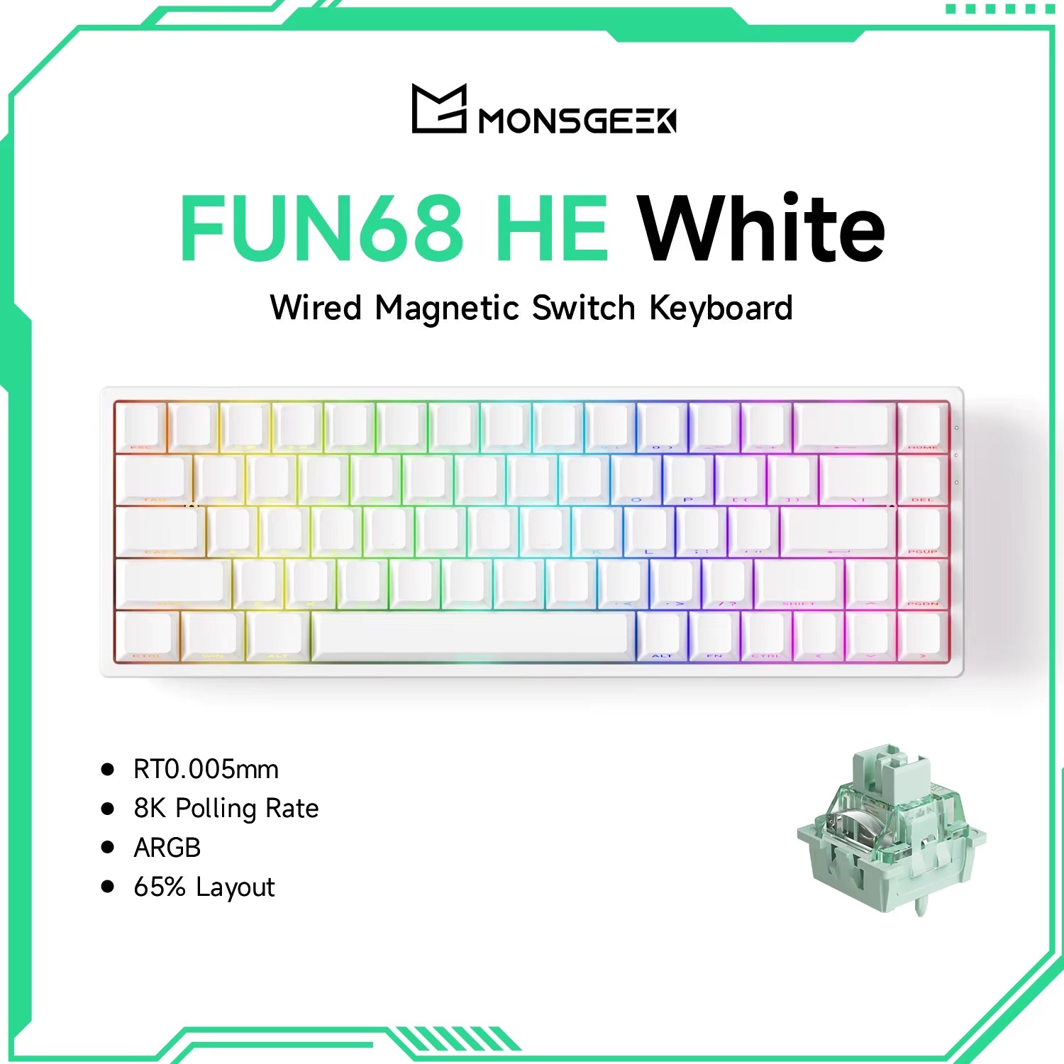 Monsgeek FUN68 FUN60 PRO&MAX HE Magnetic Keyboard 60% 65% Gaming Keyboards Rapid Trigger 8K Custom Keyboard Gamer Esports