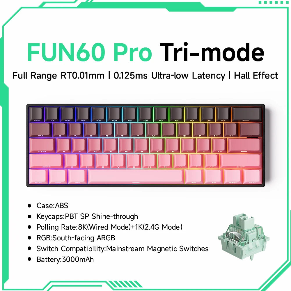 Monsgeek FUN68 FUN60 PRO&MAX HE Magnetic Keyboard 60% 65% Gaming Keyboards Rapid Trigger 8K Custom Keyboard Gamer Esports