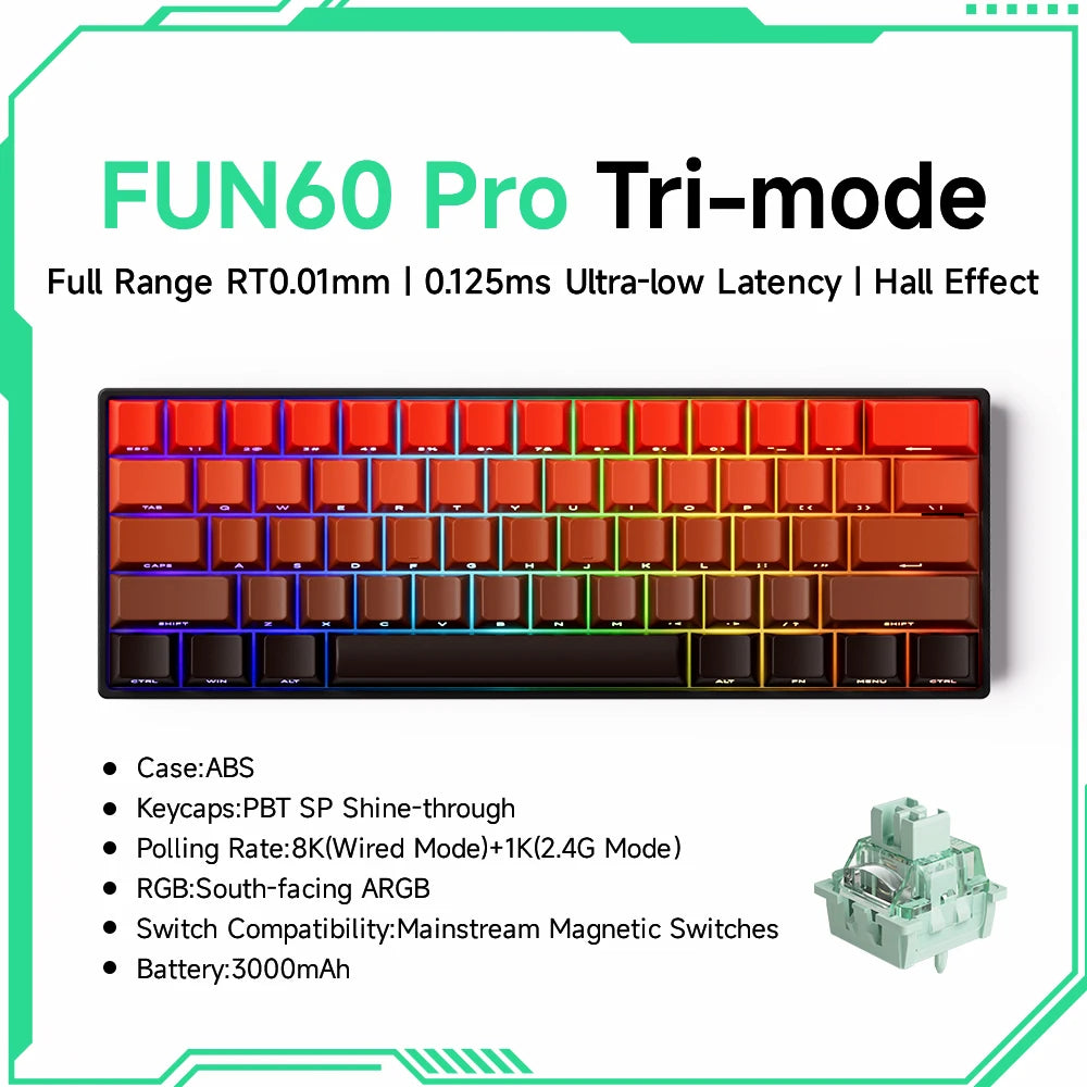 Monsgeek FUN68 FUN60 PRO&MAX HE Magnetic Keyboard 60% 65% Gaming Keyboards Rapid Trigger 8K Custom Keyboard Gamer Esports