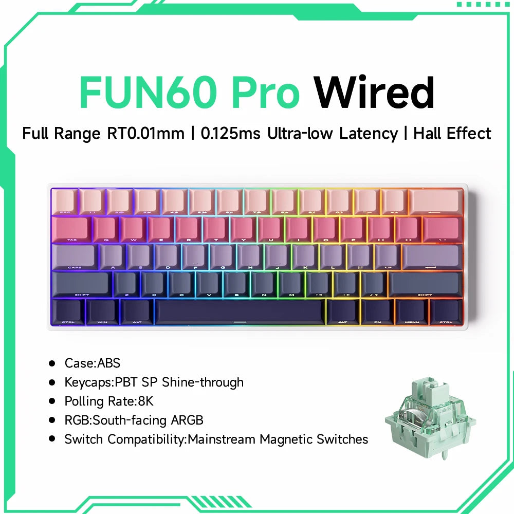Monsgeek FUN68 FUN60 PRO&MAX HE Magnetic Keyboard 60% 65% Gaming Keyboards Rapid Trigger 8K Custom Keyboard Gamer Esports