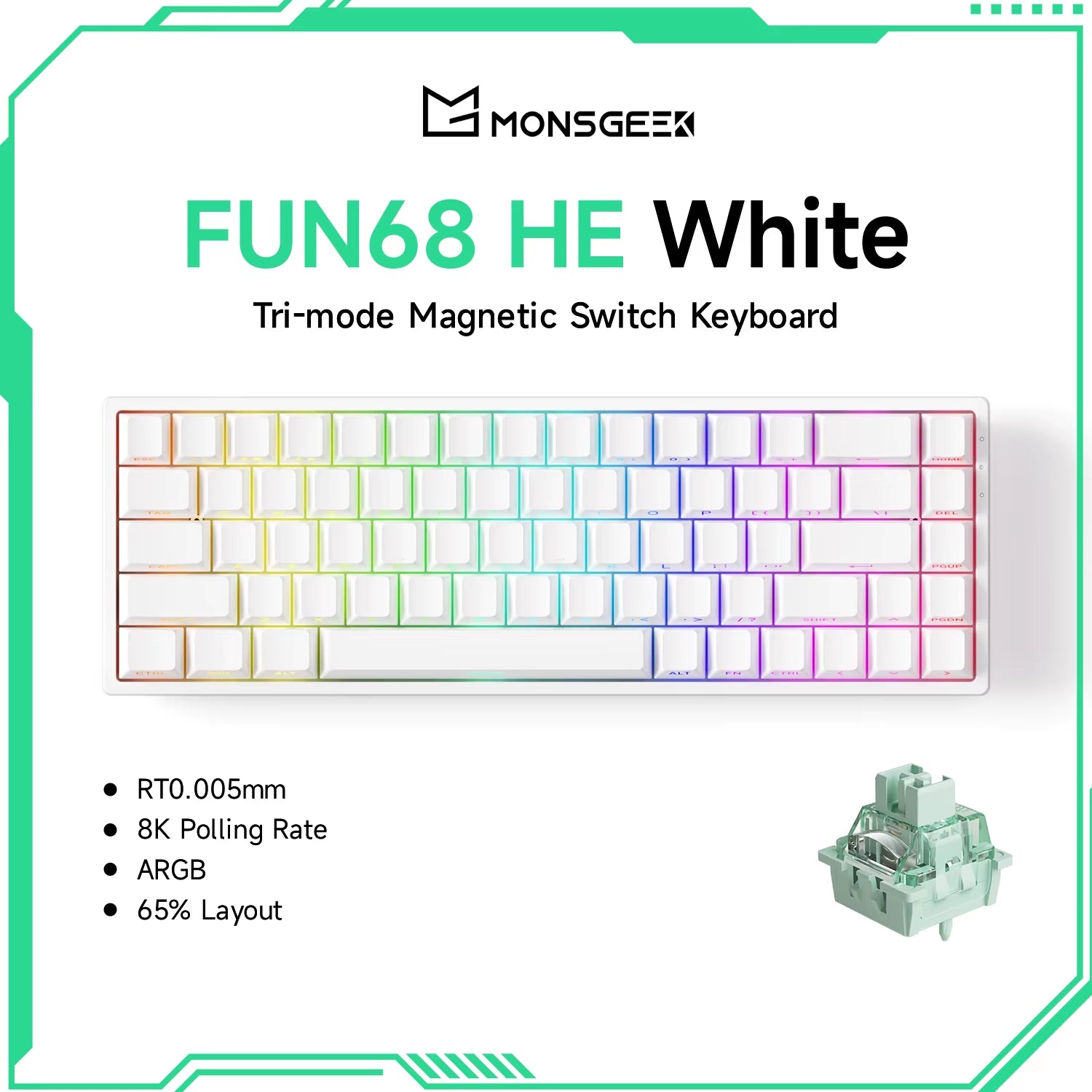 Monsgeek FUN68 FUN60 PRO&MAX HE Magnetic Keyboard 60% 65% Gaming Keyboards Rapid Trigger 8K Custom Keyboard Gamer Esports