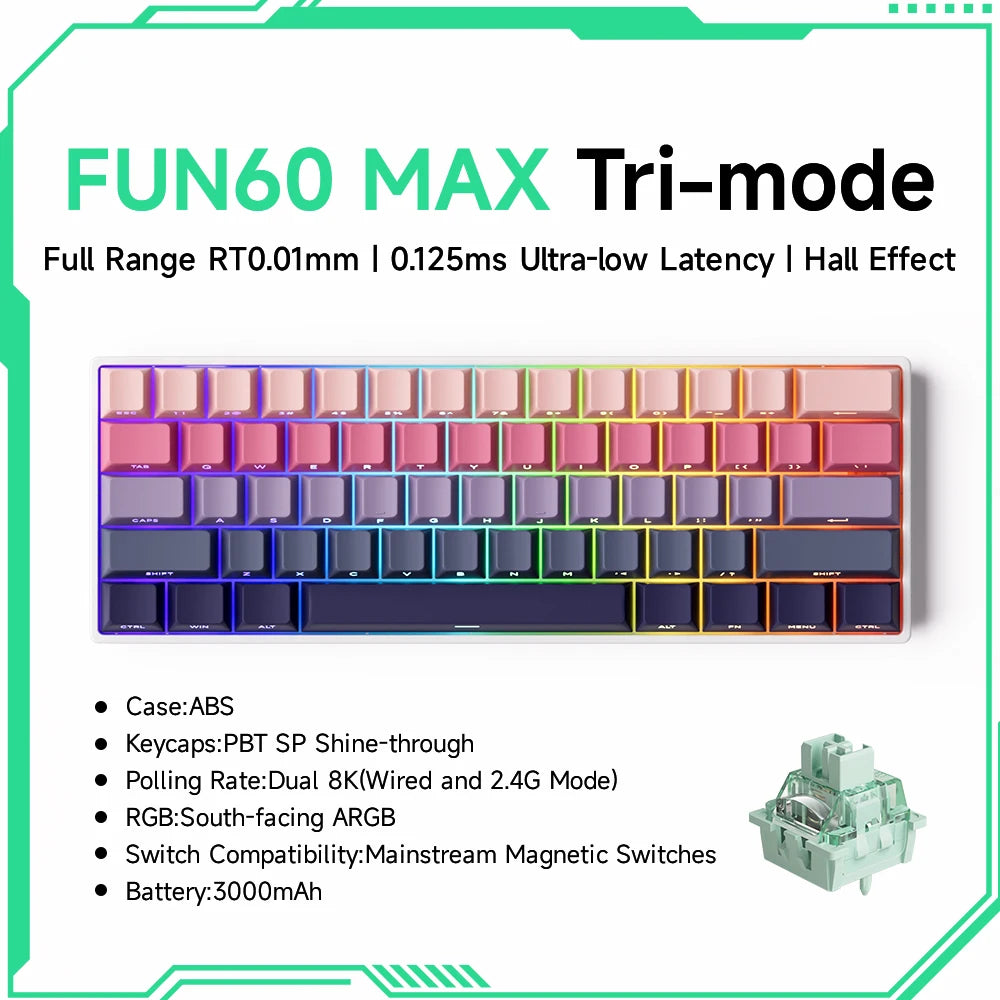 Monsgeek FUN68 FUN60 PRO&MAX HE Magnetic Keyboard 60% 65% Gaming Keyboards Rapid Trigger 8K Custom Keyboard Gamer Esports