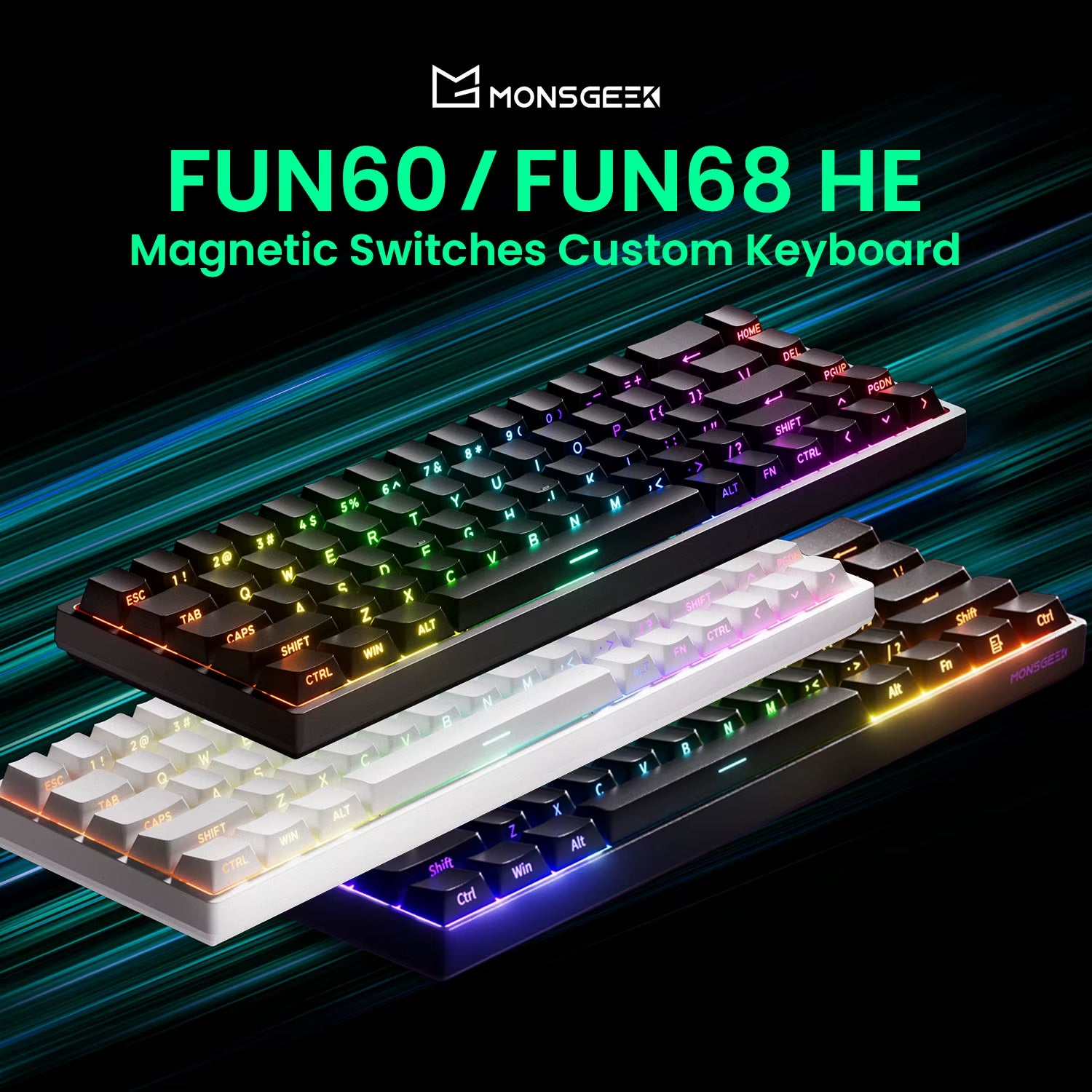 Monsgeek FUN68 FUN60 PRO&MAX HE Magnetic Keyboard 60% 65% Gaming Keyboards Rapid Trigger 8K Custom Keyboard Gamer Esports