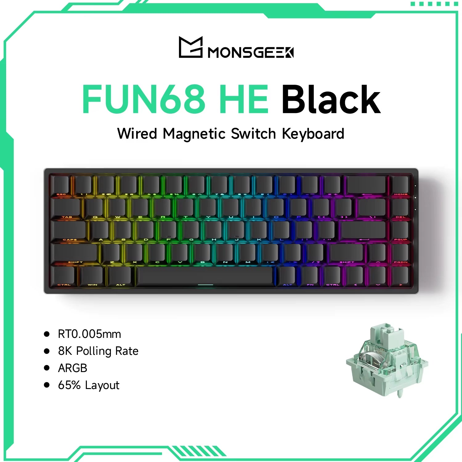 Monsgeek FUN68 FUN60 PRO&MAX HE Magnetic Keyboard 60% 65% Gaming Keyboards Rapid Trigger 8K Custom Keyboard Gamer Esports