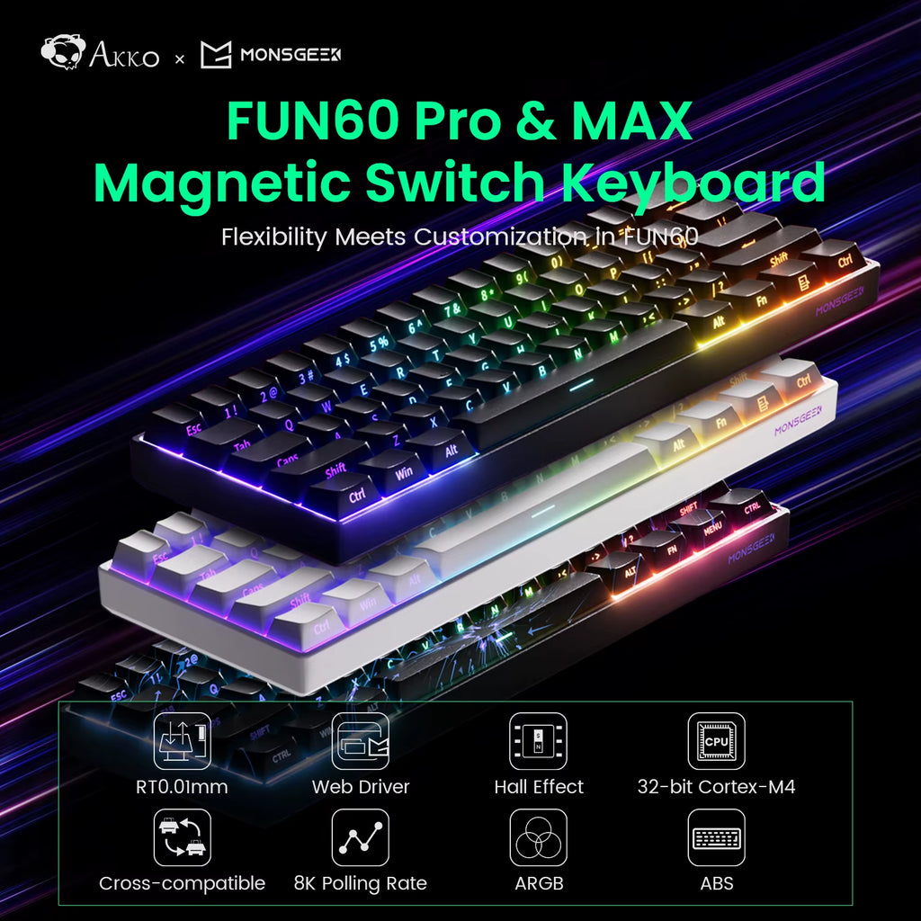 Monsgeek FUN68 FUN60 PRO&MAX HE Magnetic Keyboard 60% 65% Gaming Keyboards Rapid Trigger 8K Custom Keyboard Gamer Esports