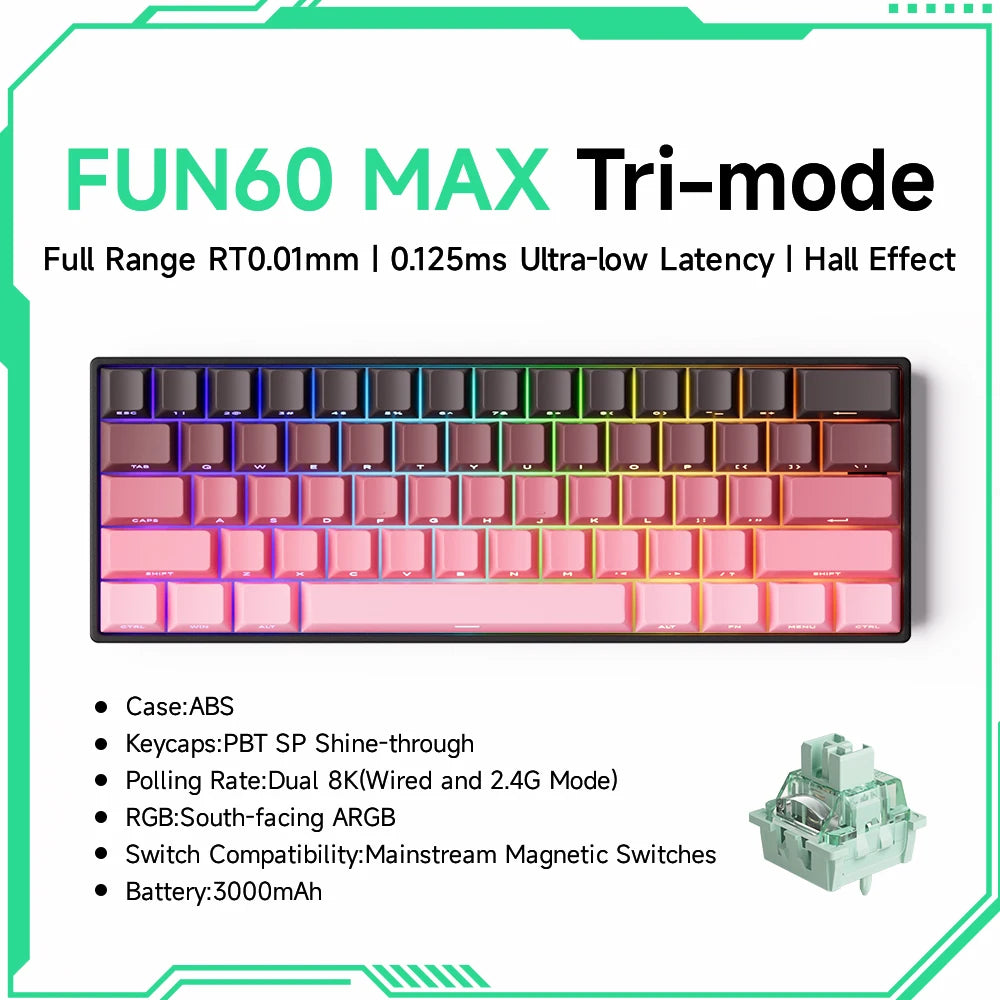 Monsgeek FUN68 FUN60 PRO&MAX HE Magnetic Keyboard 60% 65% Gaming Keyboards Rapid Trigger 8K Custom Keyboard Gamer Esports
