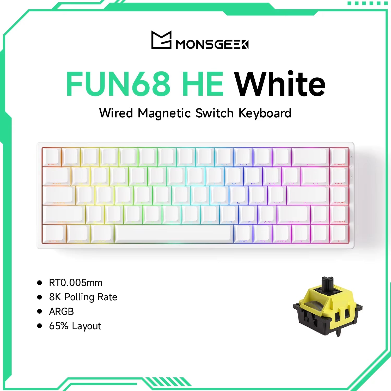 Monsgeek FUN68 FUN60 PRO&MAX HE Magnetic Keyboard 60% 65% Gaming Keyboards Rapid Trigger 8K Custom Keyboard Gamer Esports