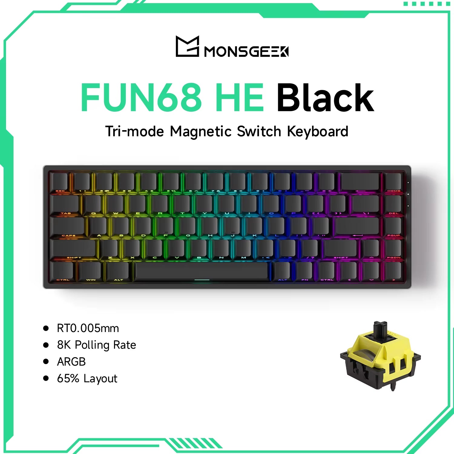 Monsgeek FUN68 FUN60 PRO&MAX HE Magnetic Keyboard 60% 65% Gaming Keyboards Rapid Trigger 8K Custom Keyboard Gamer Esports